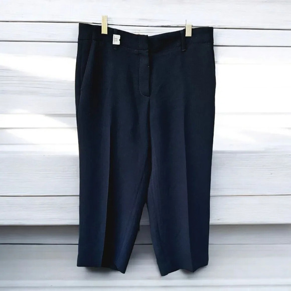 Talbots Cropped Black Wide Leg Dress Pants Polyester Size 8 Petite Flat Front - Picture 1 of 8